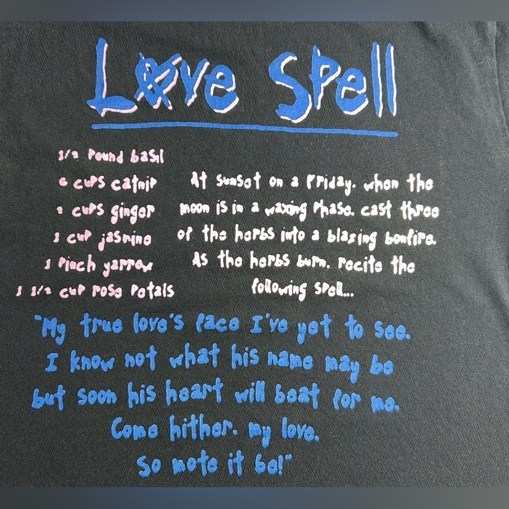 Hole Love Spell Heart Graphic T-Shirt Women’s M Black/Blue/Pink - Picture 5 of 7